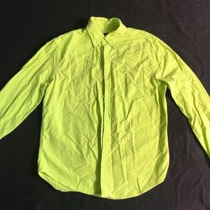 Lime green, long sleeve, men’s button-down shirt